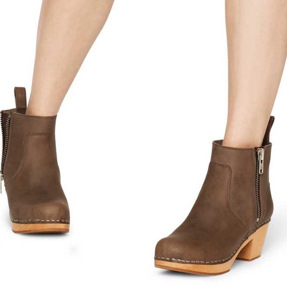 Swedish Hasbeens NWT Zip It Emy clog Clasicc  Boot Super Fun Grayish taupe color - Picture 6 of 9